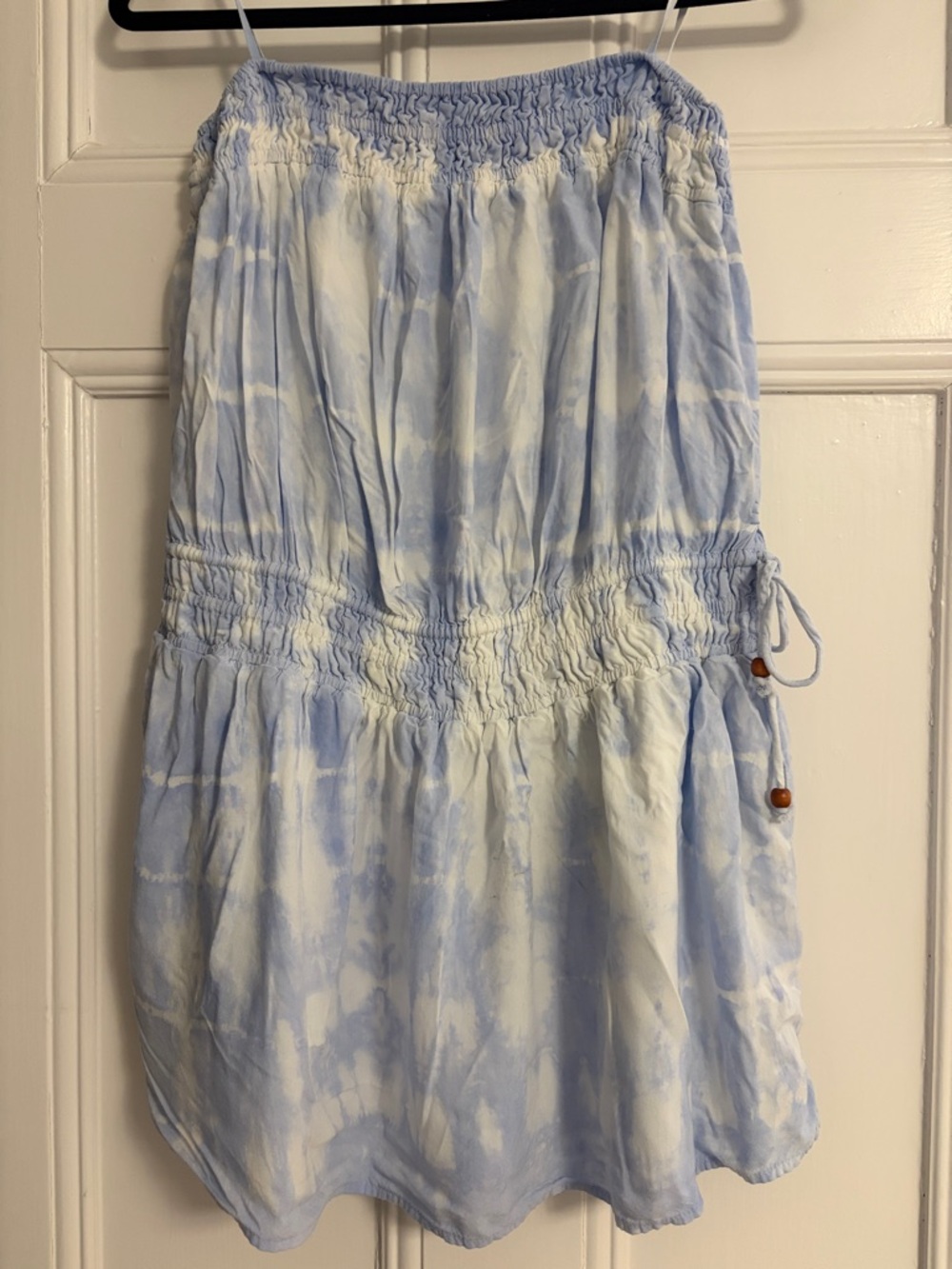 Light Blue Tie-Dye Smocked Waist Women’s  Romper/Dress